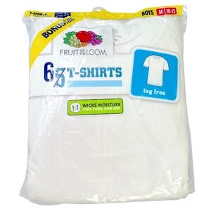 Fruit Of The Loom 6 Tag Free White T-Shirts Boys M 10-12